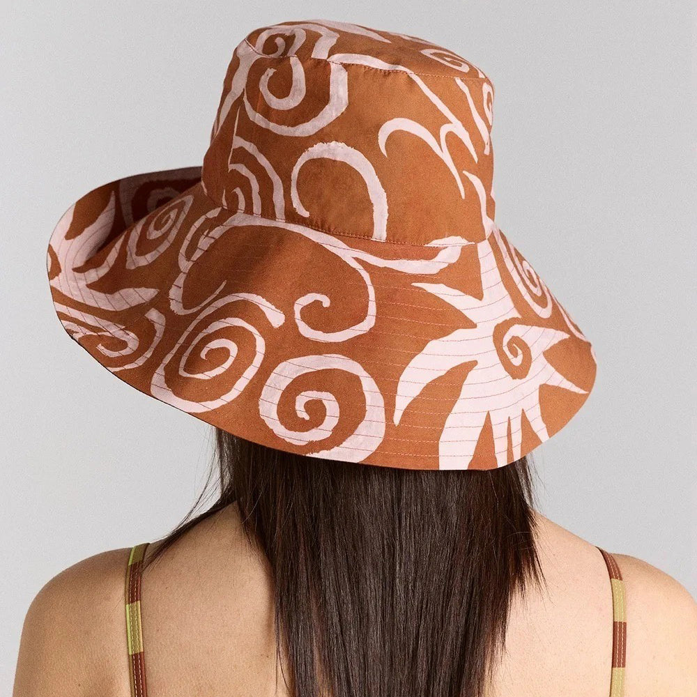 Damson Madder Reversible Sunhat Mixed Swirl Hat Two-in-one Print Logo