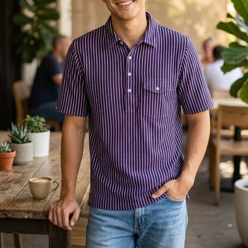 Criquet Terrycloth Strip Players Men's Polo T-Shirt