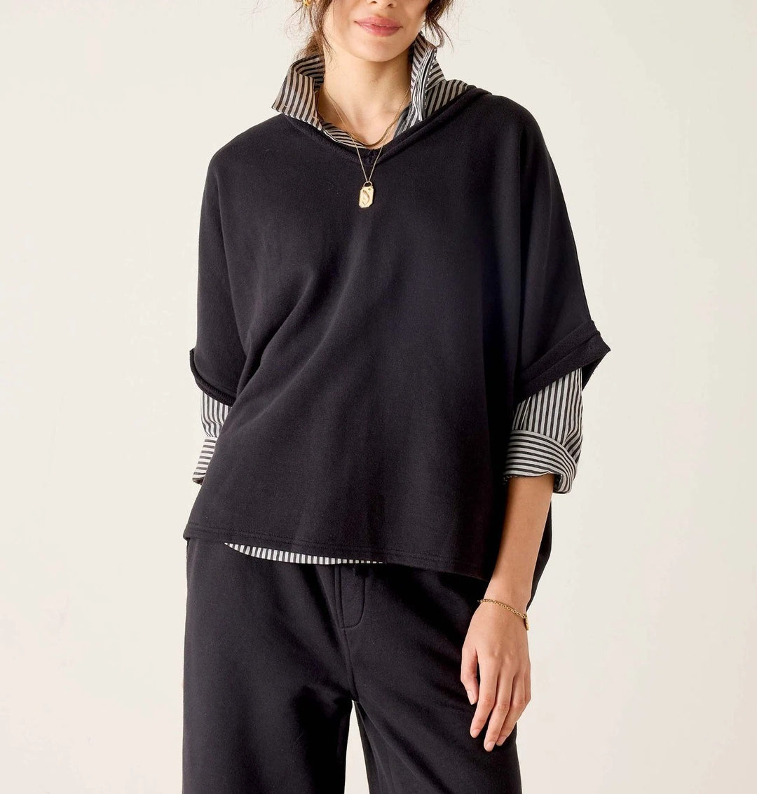 Voyageur By Mersea Frenchie Raw Edge V-Neck Sweatshirt Top