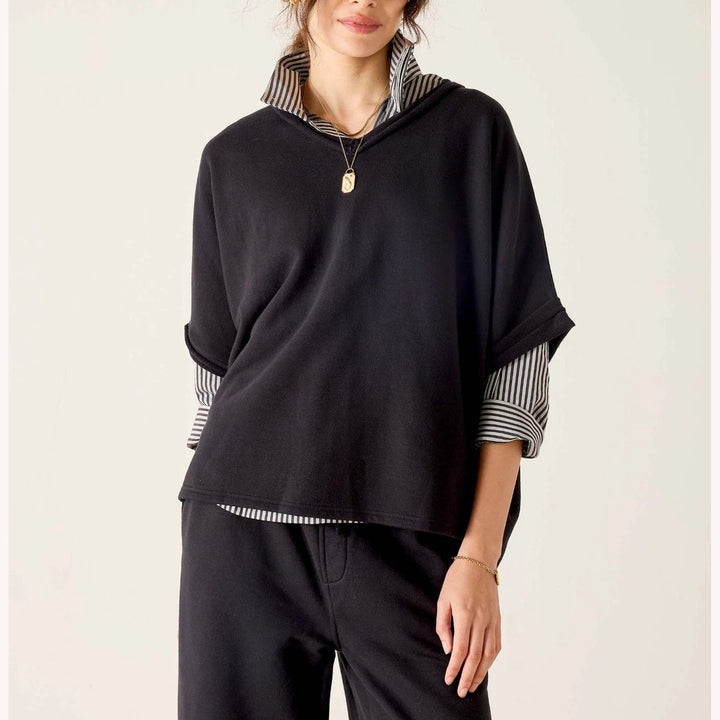 Voyageur By Mersea Frenchie Raw Edge V-Neck Sweatshirt Top