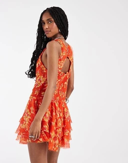 Free People Raven Printed Mini Dress