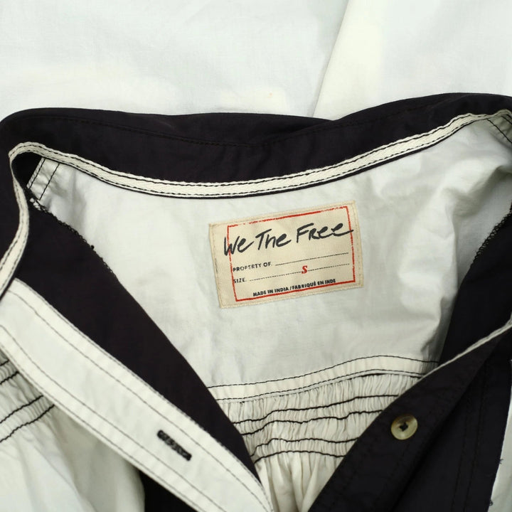 Free People We The Free Colorblock Smocked Buttondown Shirt Top