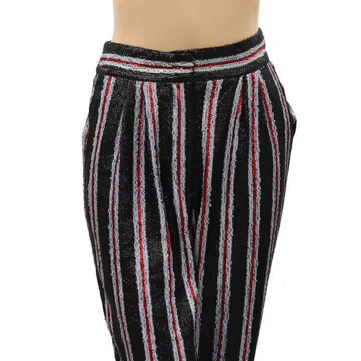 Frances Valentine Stripe Print Straight-Leg Trouser Pants