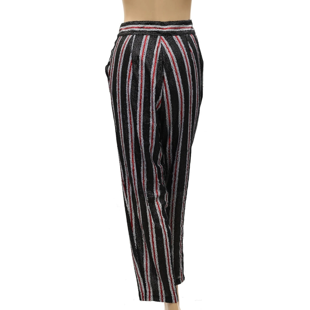 Frances Valentine Stripe Print Straight-Leg Trouser Pants