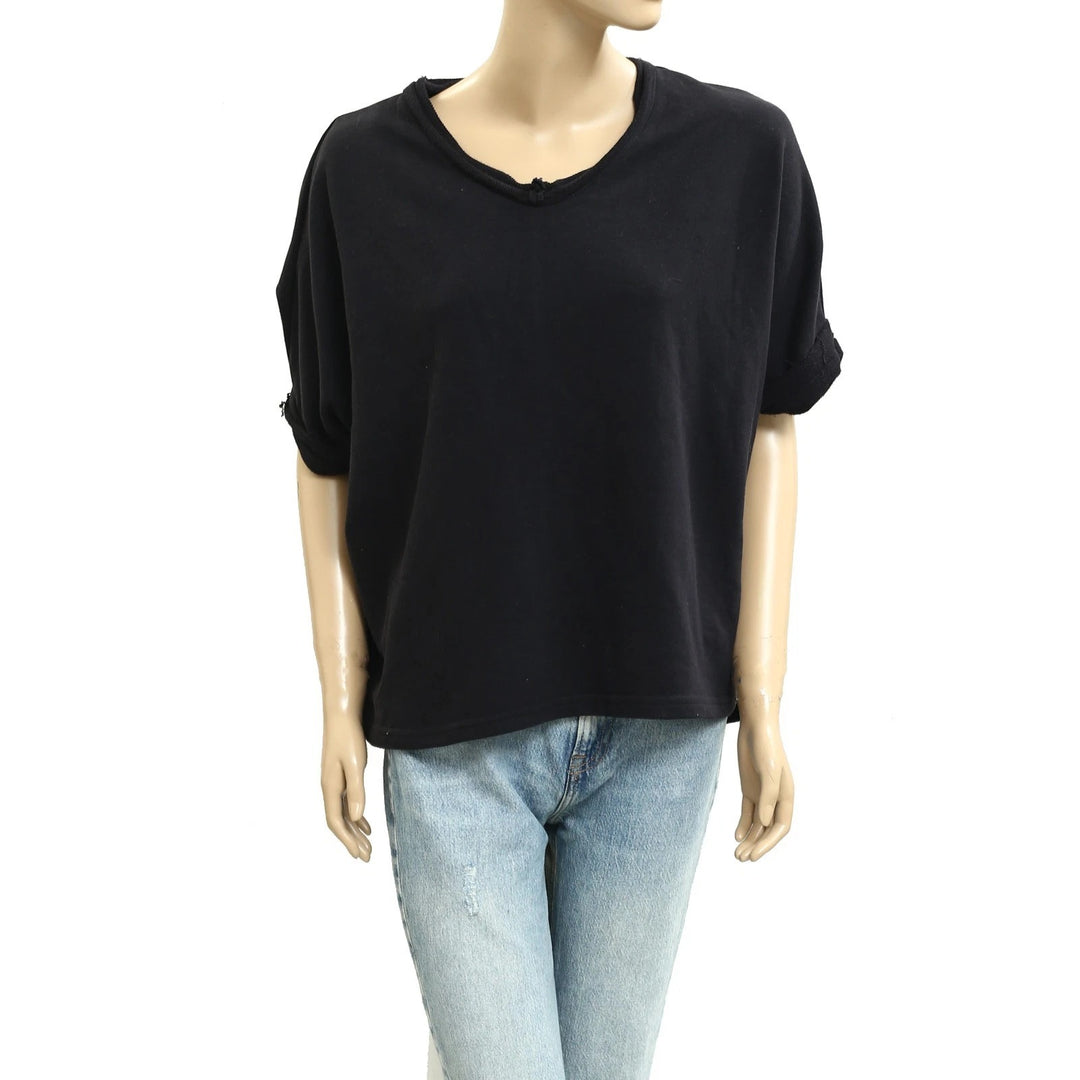 Voyageur By Mersea Frenchie Raw Edge V-Neck Sweatshirt Top