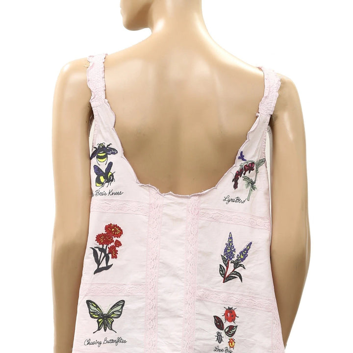Anthropologie LyreBird Sleeveless Embroidered Buttondown Top
