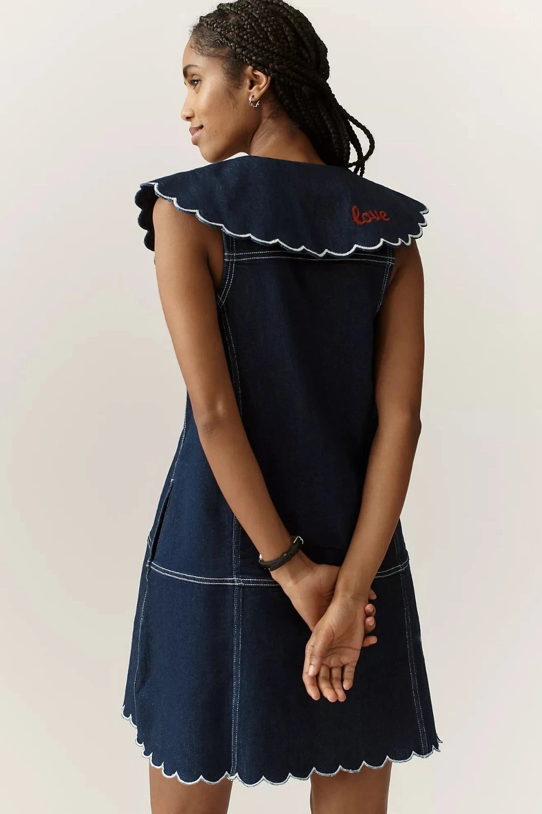 Anthropologie Pilcro Scalloped Denim Buttondown Dress