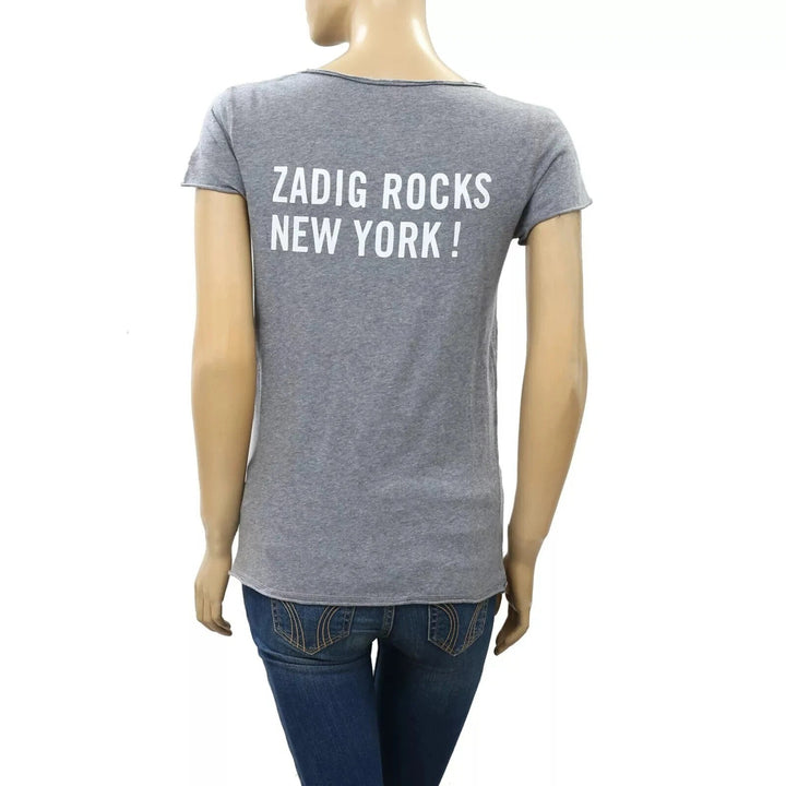 Zadig & Voltaire Zadig Rocks New York Glitter Printed T-Shirt Top