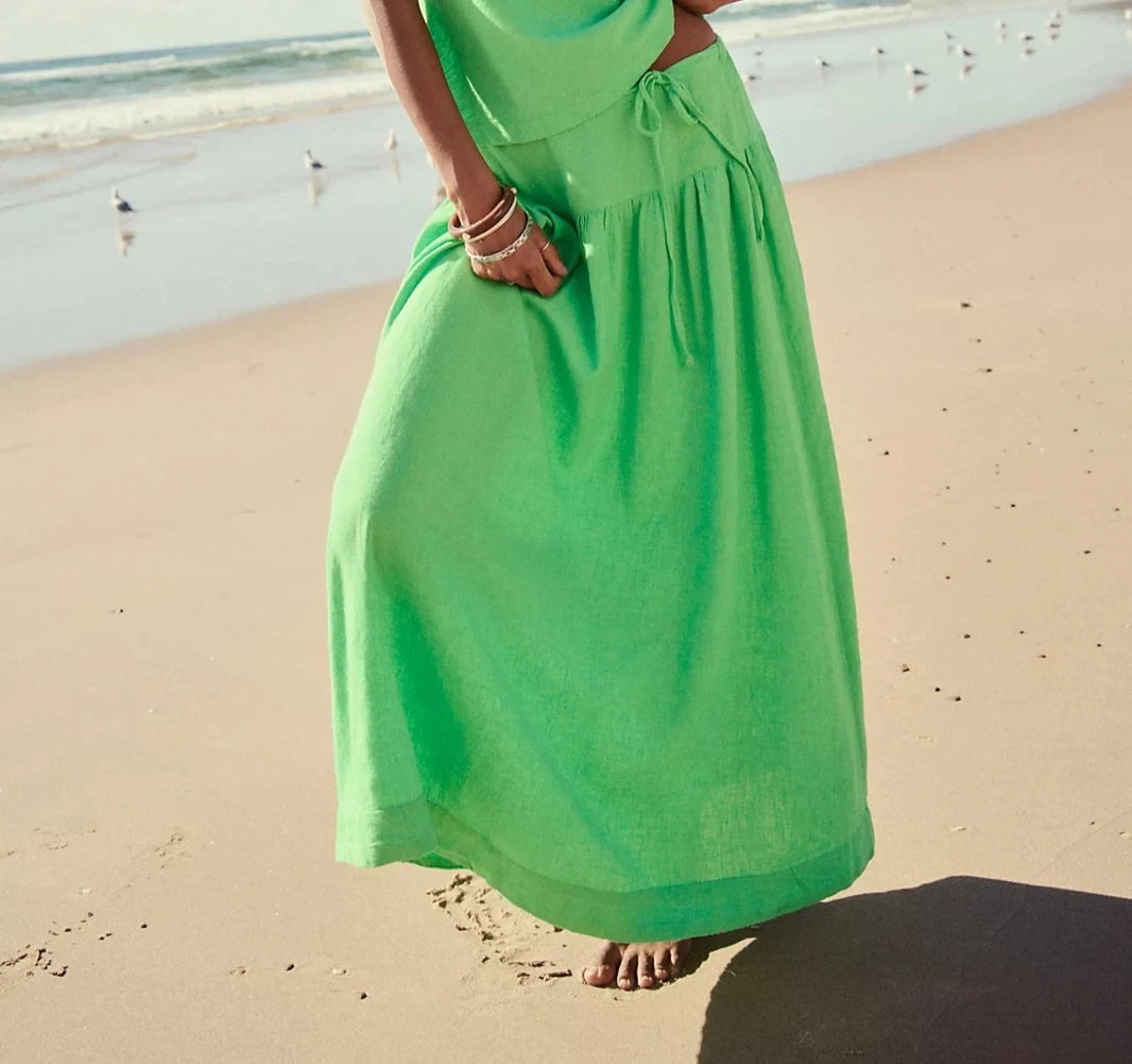 Free People Free-Est Sandshell Linen Maxi Skirt