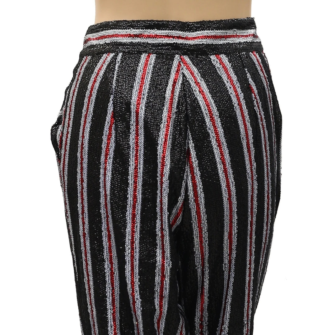 Frances Valentine Stripe Print Straight-Leg Trouser Pants