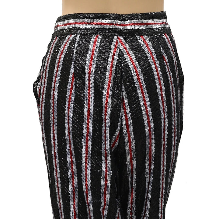 Frances Valentine Stripe Print Straight-Leg Trouser Pants