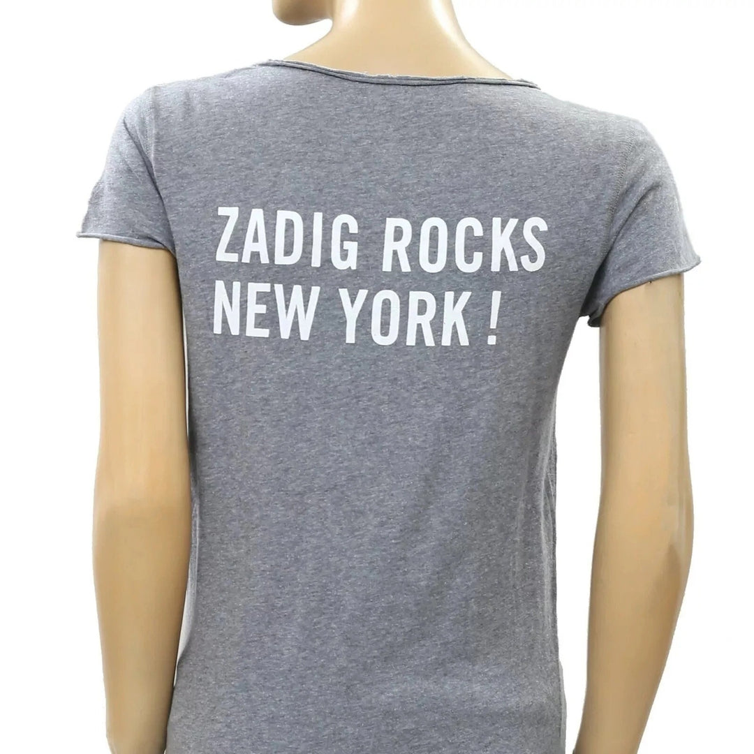 Zadig & Voltaire Zadig Rocks New York Glitter Printed T-Shirt Top