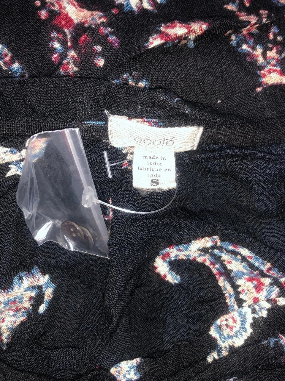 Ecote Urban Outfitters Paisley Printed Black Shirt Blouse Top