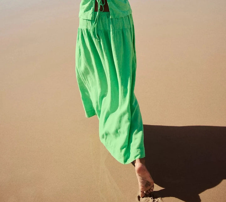Free People Free-Est Sandshell Linen Maxi Skirt