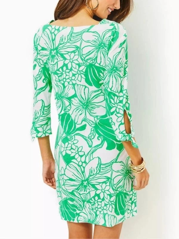 Lilly Pulitzer Lidia Floral Print Boatneck Mini Dress