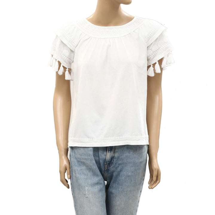 Lilly Pulitzer Embroidered Smocked Blouse Top