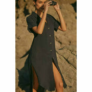 By Anthropologie Short-Sleeve Buttondown Cover-Up Dress