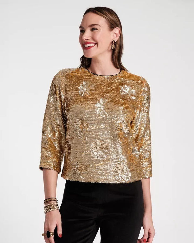 Frances Valentine Taylor Sequin Blouse Top