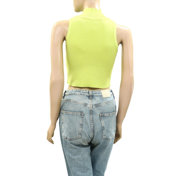 Zara Ribbed Solid Cropped Blouse Top