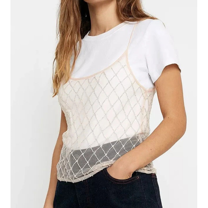 Urban Outfitters UO Paris Nights Embellished Cami Blouse Top