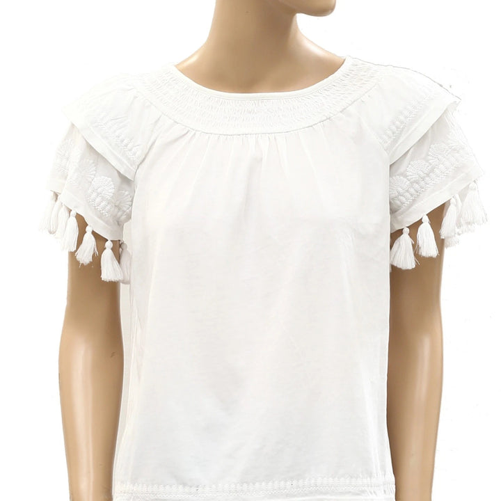 Lilly Pulitzer Embroidered Smocked Blouse Top