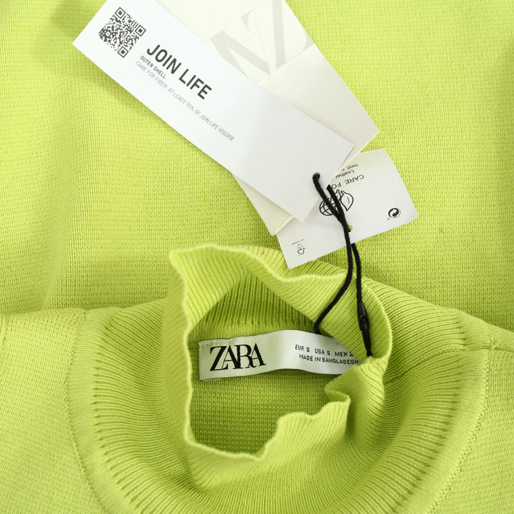 Zara Ribbed Solid Cropped Blouse Top