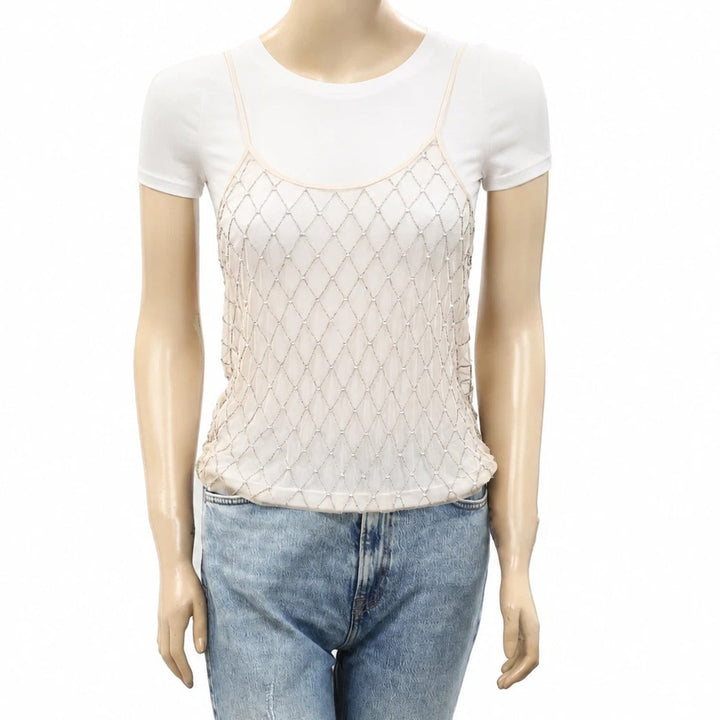 Urban Outfitters UO Paris Nights Embellished Cami Blouse Top