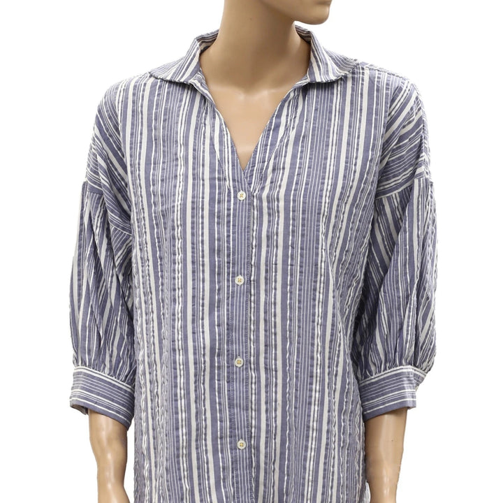 Kerri Rosenthal Striped Printed Mini Shirt Dress