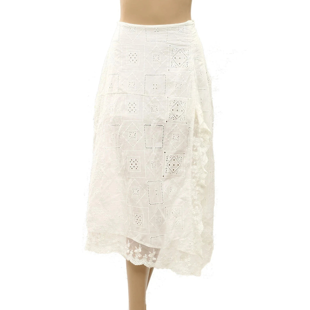 Free People Eyelet Embroidered Lace Midi Skirt