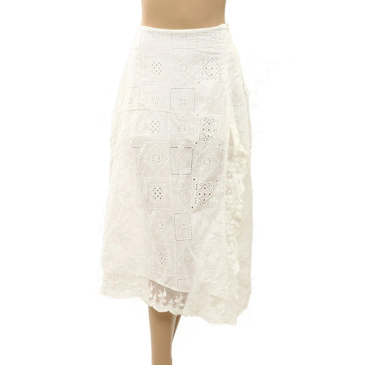 Free People Eyelet Embroidered Lace Midi Skirt