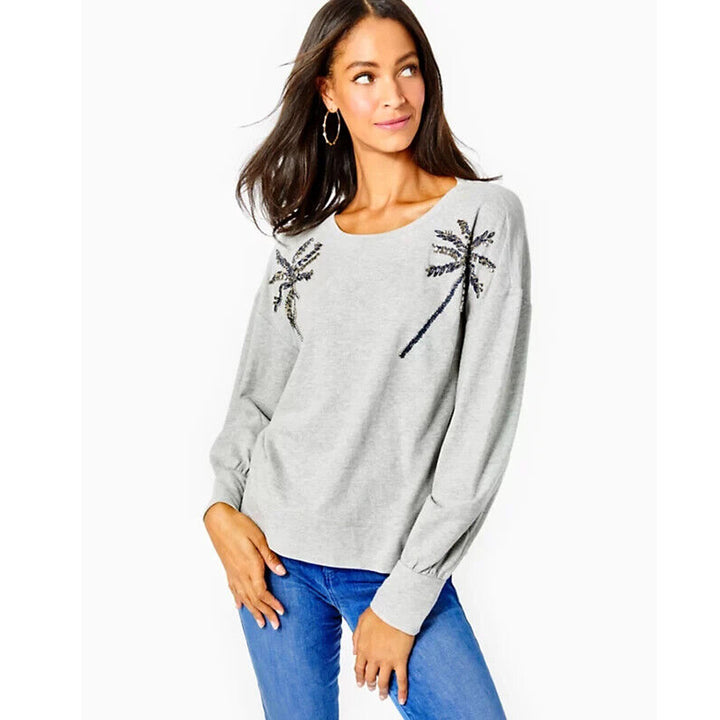 Lilly Pulitzer Tippie Embellished Sweatshirt Top M