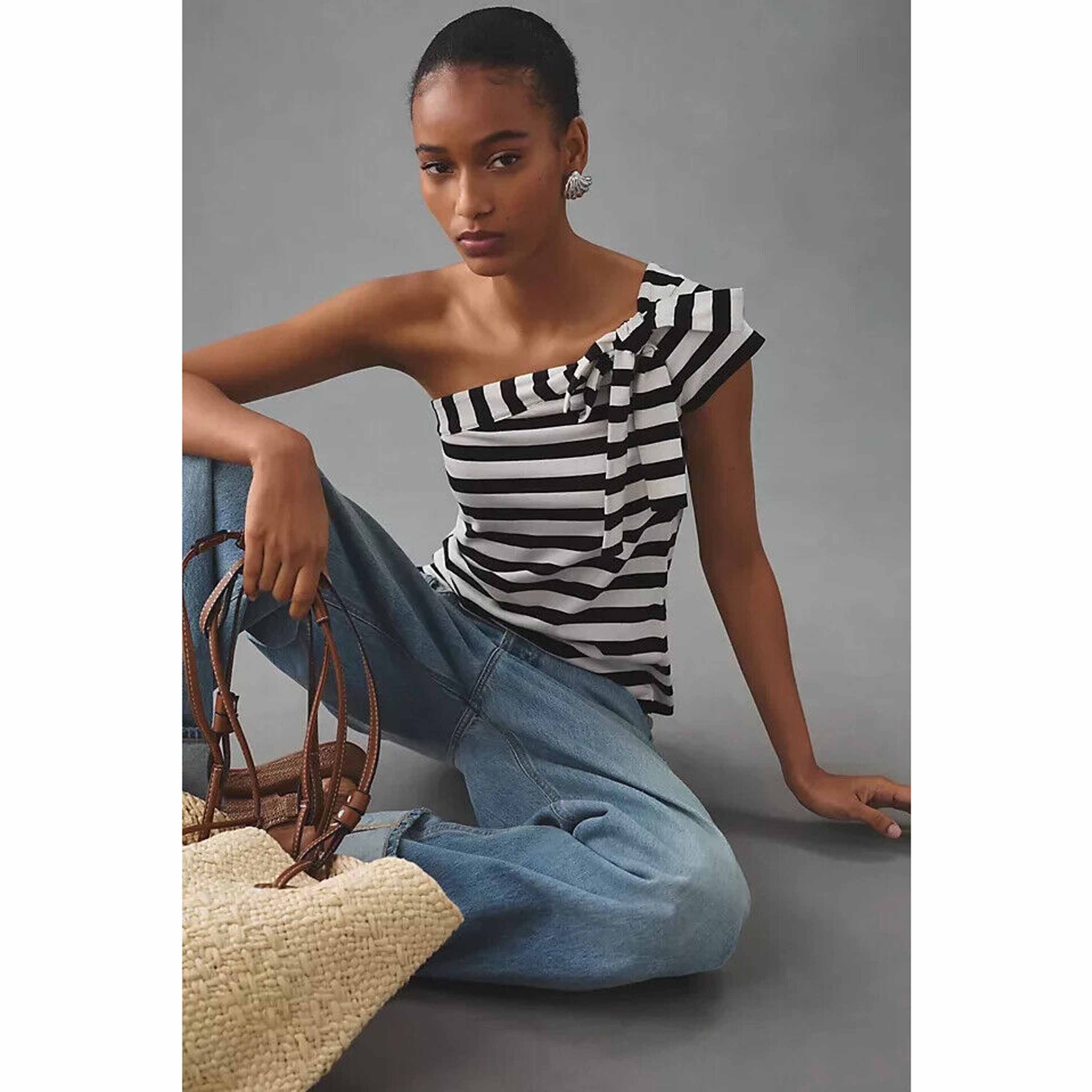 エムミーエメ One shoulder ribbon shaggy tops エムミーエメ One shoulder ribbon shaggy tops