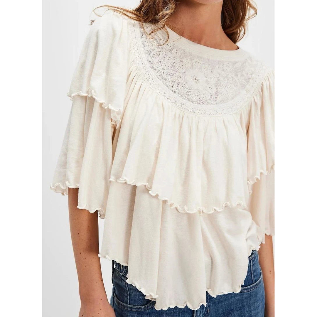 Free People Rose Party Tee Blouse Top