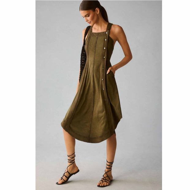 Daily Practice by Anthropologie Asymmetrical Buttondown Apron Midi Dress