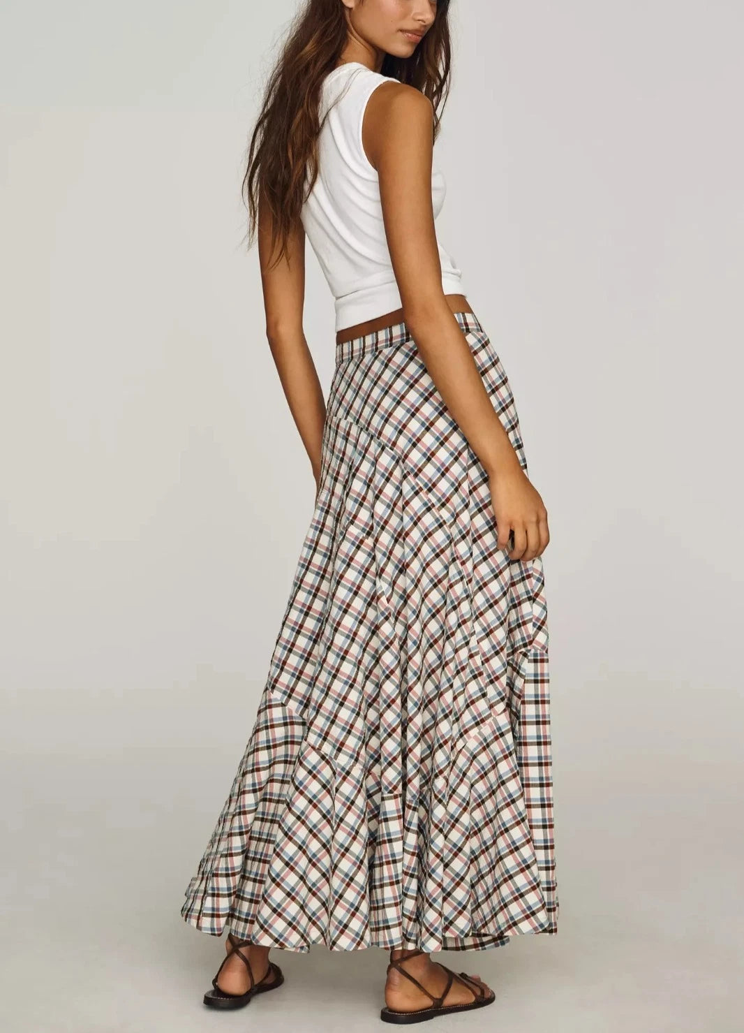 By Anthropologie Women's Olivette Plaid Maxi Skirt
