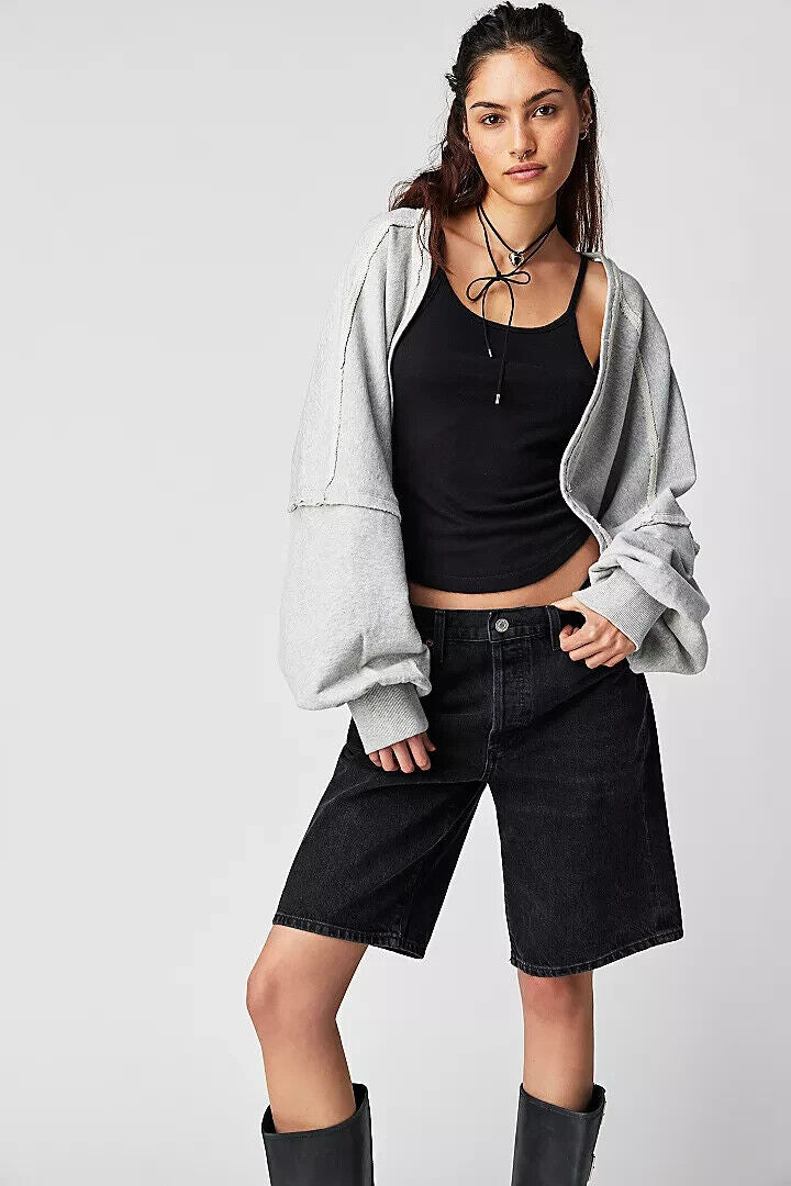 Free People Shrug It Off Sweatshirt Cropped Top