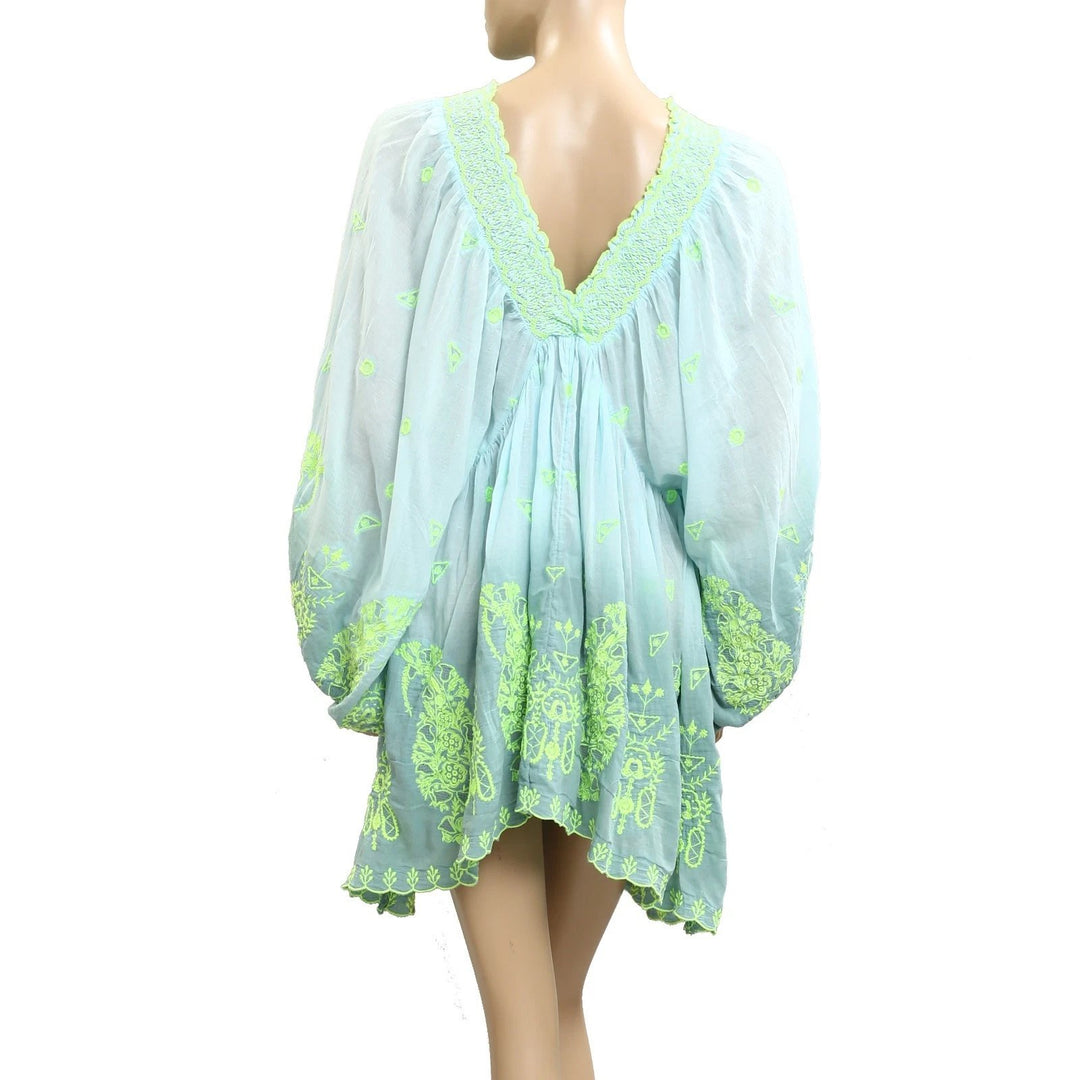Free People Floral Embroidered Long Sleeve Mini Dress