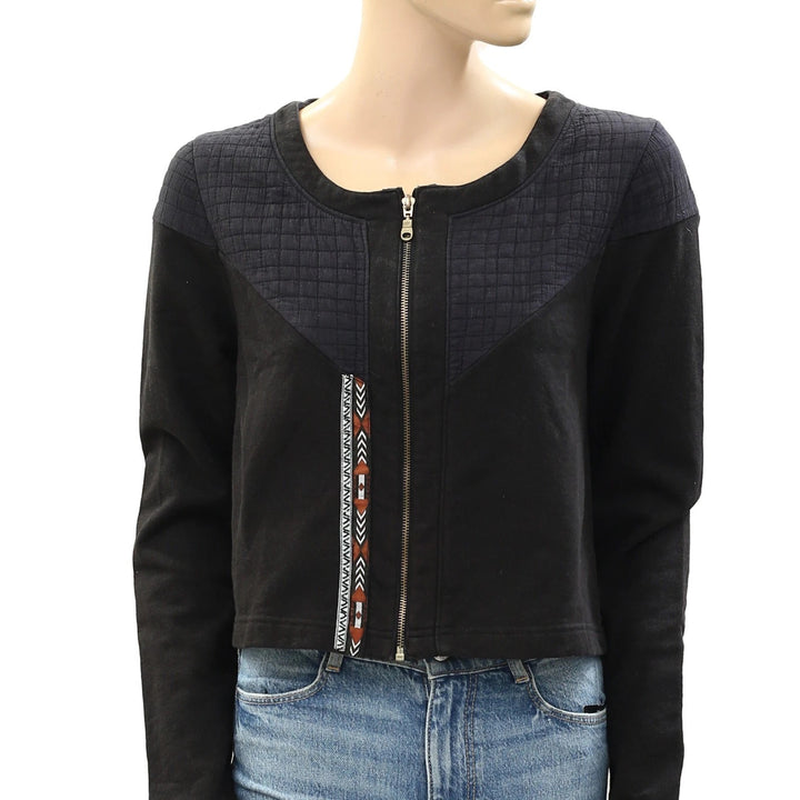 Ecote Urban Outfitters Quilted Cropped Black Jacket Top