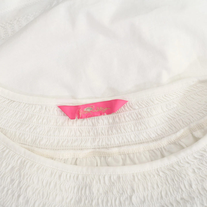 Lilly Pulitzer Embroidered Smocked Blouse Top