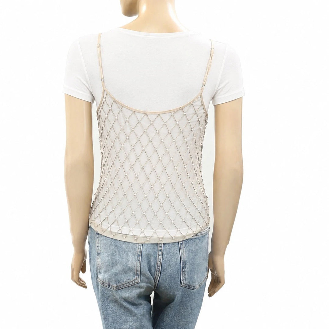 Urban Outfitters UO Paris Nights Embellished Cami Blouse Top