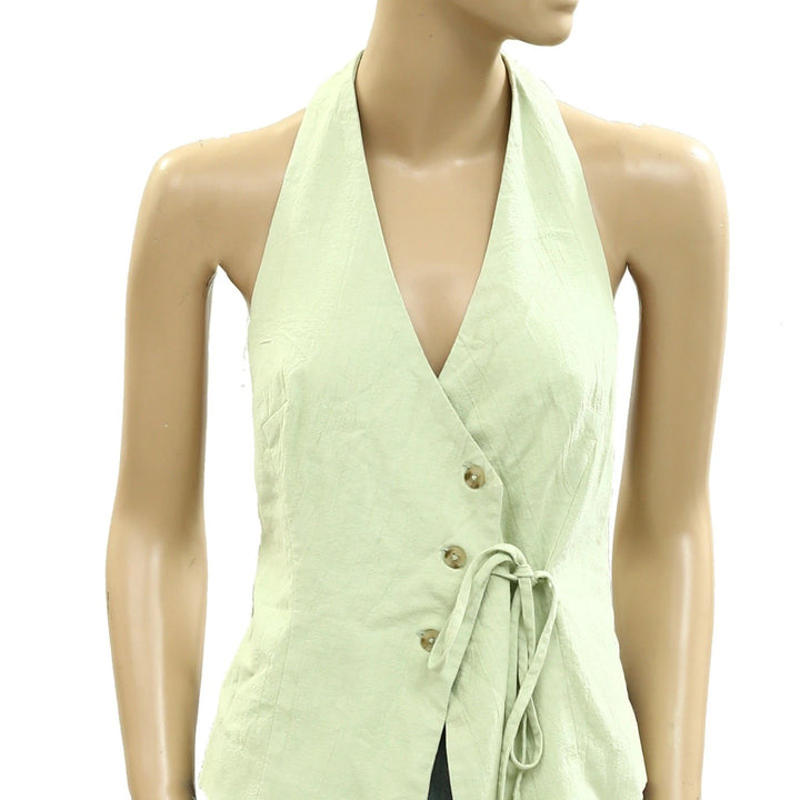 Free People Vera Vest Solid Blouse Top