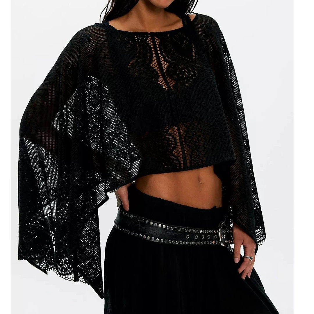 Free People Elsa Poncho Cropped Top