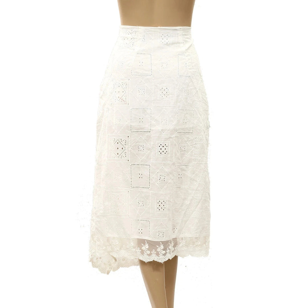Free People Eyelet Embroidered Lace Midi Skirt