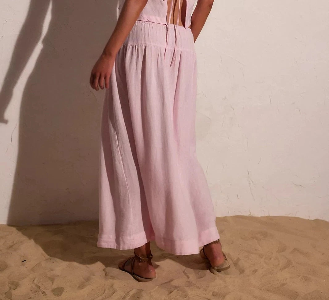 Free People Free-Est Sandshell Linen Maxi Skirt