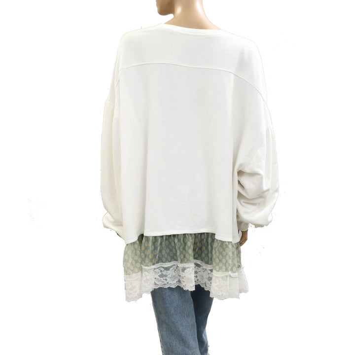 By Anthropologie Tulle-Hem Pullover Sweatshirt Top