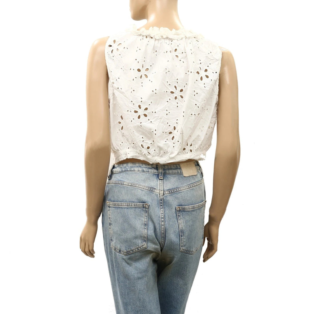 Free People Eyelet Embroidered Buttondown Tank Top