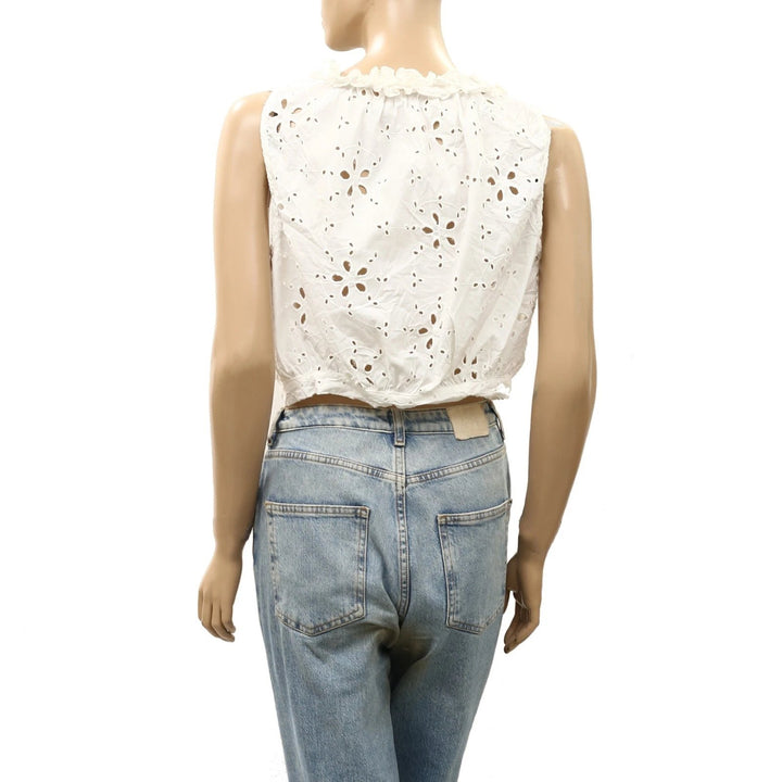 Free People Eyelet Embroidered Buttondown Tank Top