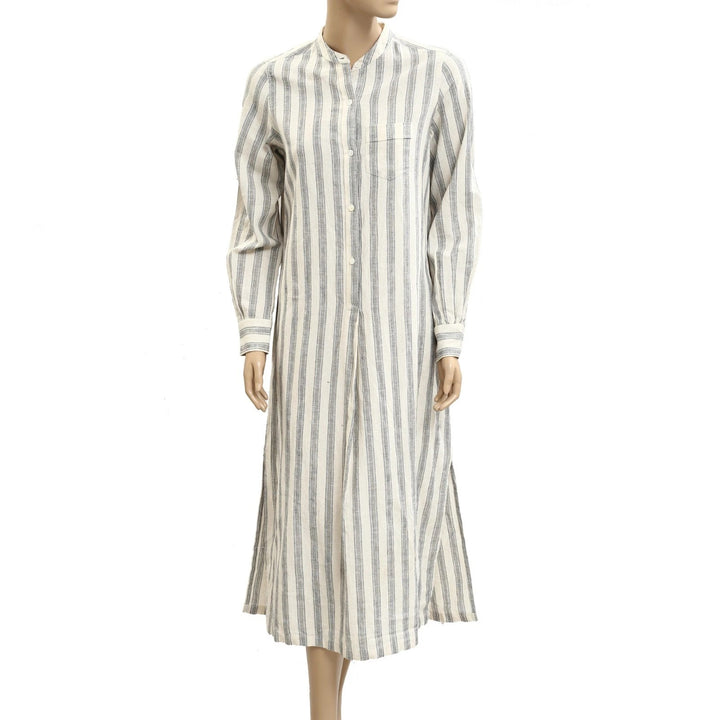 NILI LOTAN Malia Striped Print Midi Shirt Dress