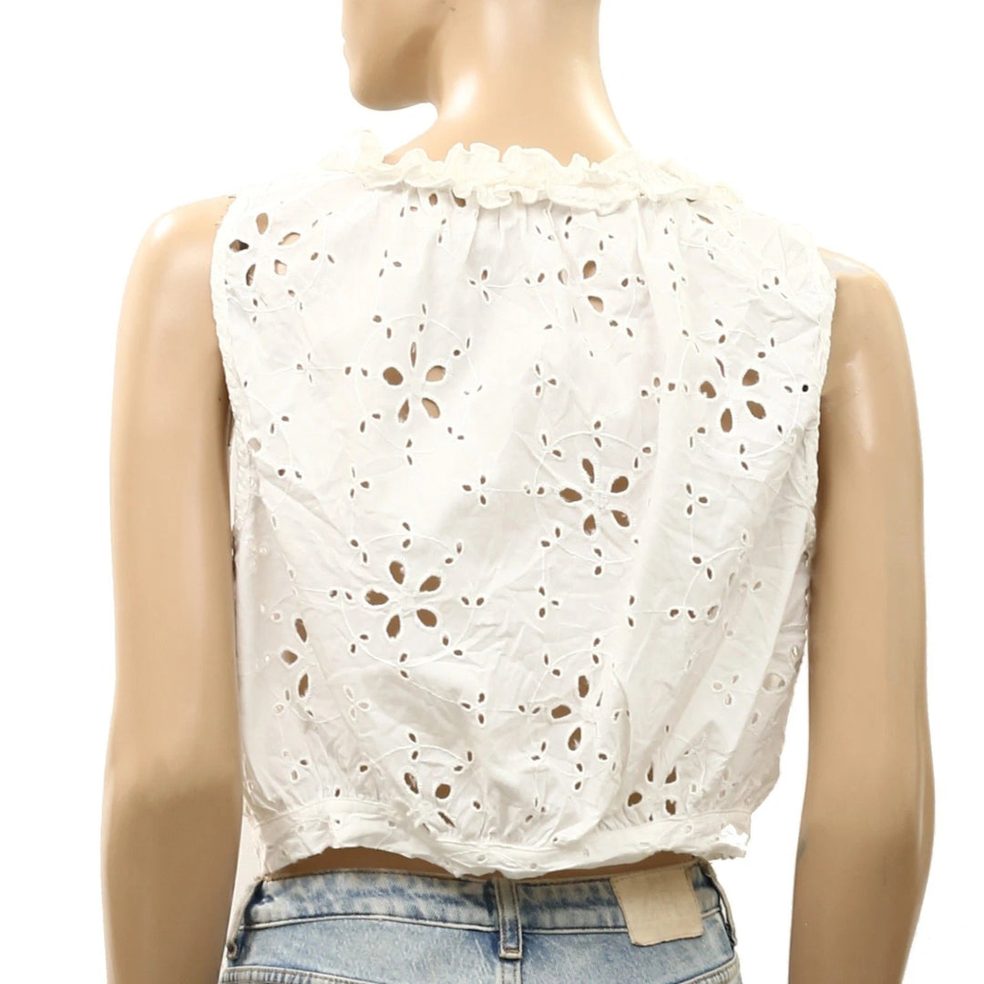 Free People Eyelet Embroidered Buttondown Tank Top