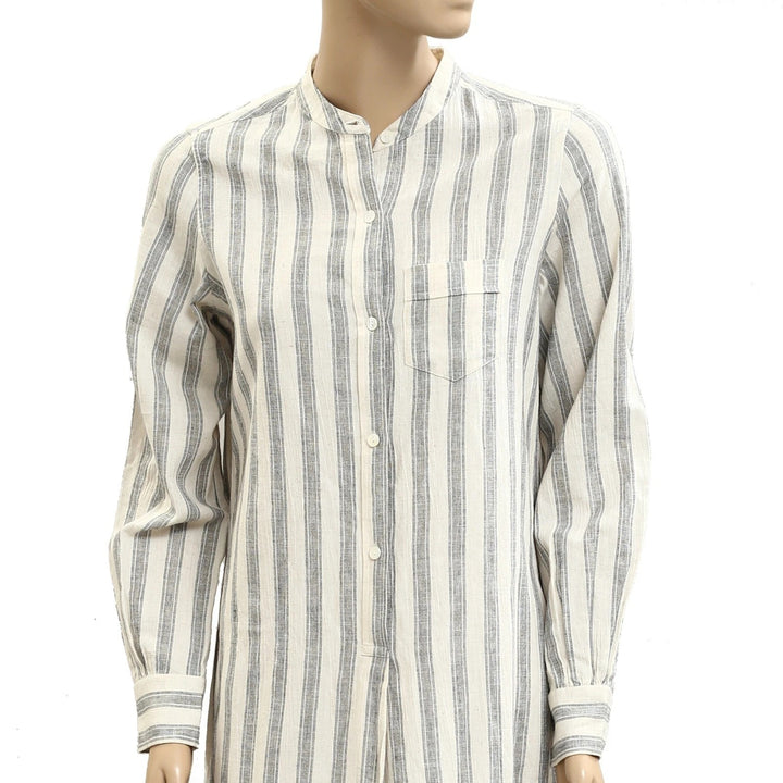 NILI LOTAN Malia Striped Print Midi Shirt Dress